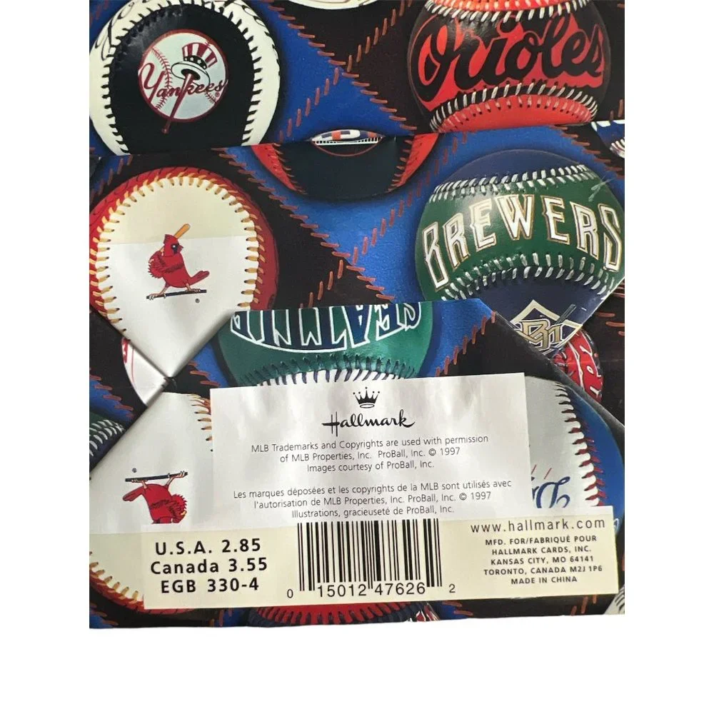 Vintage Hallmark Major League Baseball Teams Gift‎ Bag 8”X10” 1997